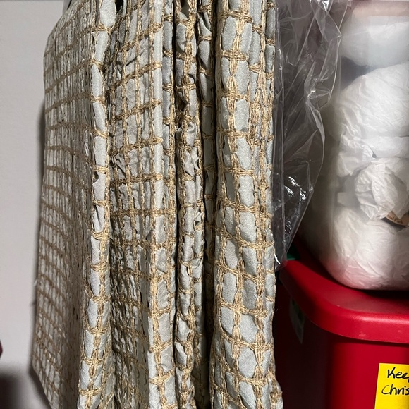 Pier 1 Jute Waffle Smoke Blue Curtain Panels - Picture 4 of 7